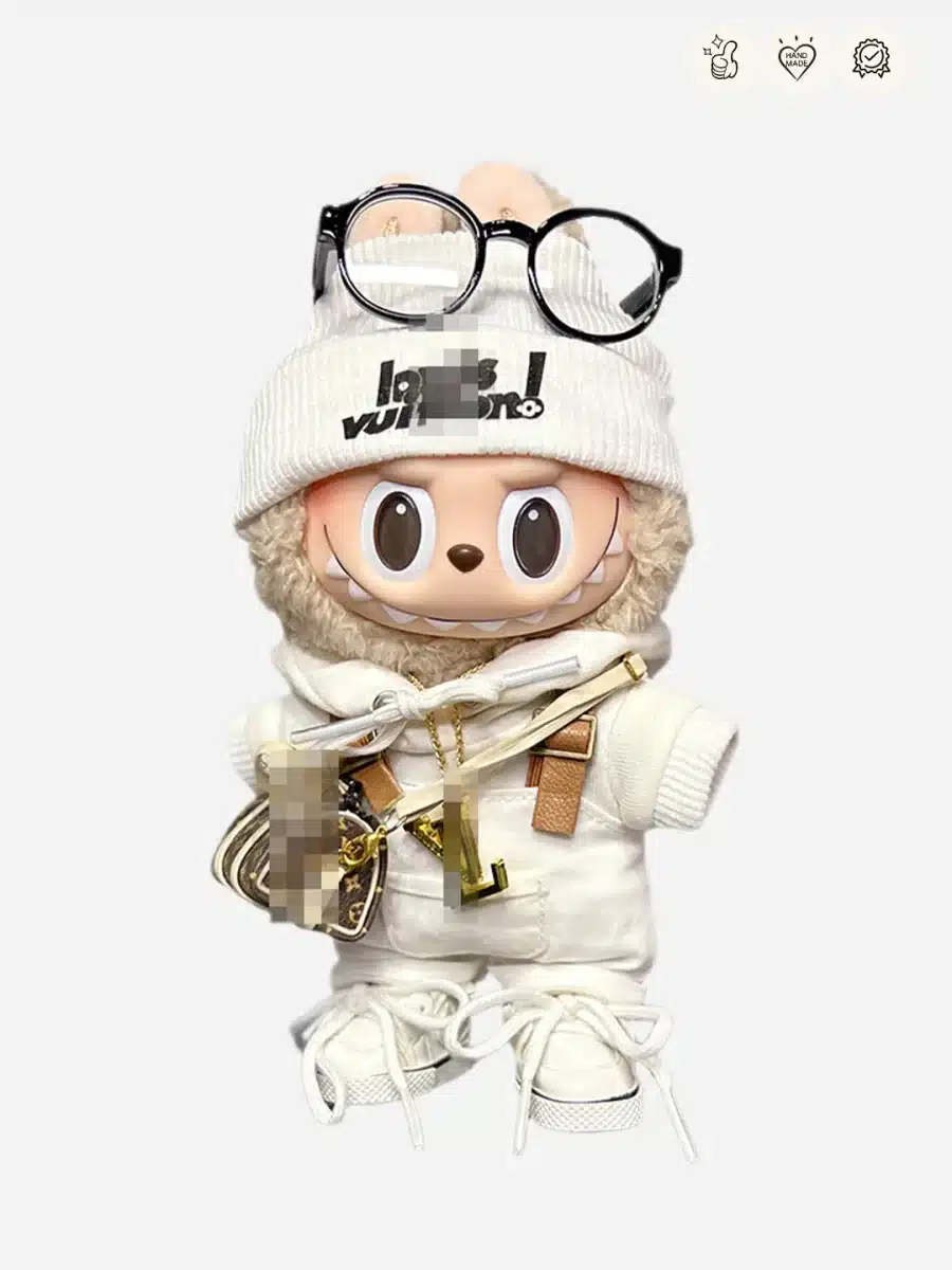 LABUBU Clothes LV White Chic Overalls Outfit 3