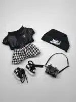 LABUBU Clothes LV and Chanel Black Houndstooth Outift (2)