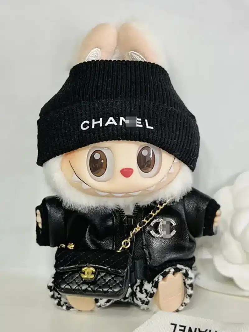 LABUBU Clothes LV and Chanel Black Houndstooth Outift (5)