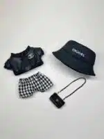 LABUBU Clothes LV and Chanel Black Houndstooth Outift (7)
