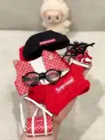 Labubu Red Chic Explorer Outfit – Inspired by LV Style Doll Clothes (7)