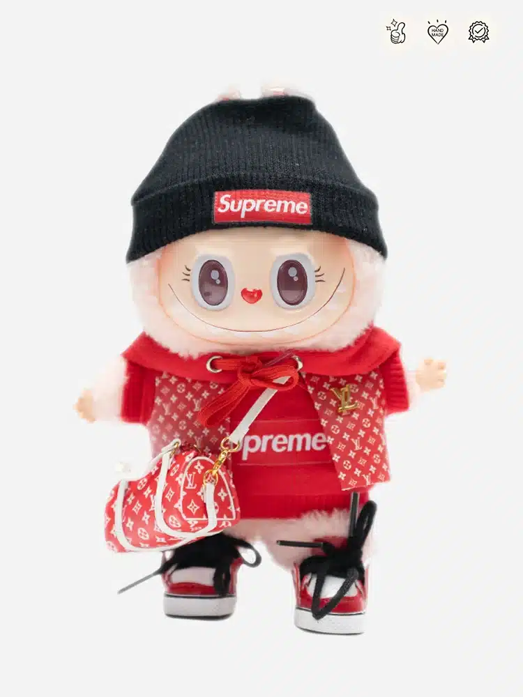 Labubu Red Chic Explorer Outfit – Inspired by LV Style Doll Clothes 8