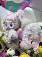 17cm Latte Cream Cat Labubu – Handmade Custom from Authentic Macaron Series (1)