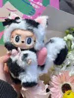 Black & White Kitty Bow Labubu – Handmade Custom Plush Toy from Authentic V1V2 Doll (2)