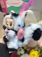 Black & White Kitty Bow Labubu – Handmade Custom Plush Toy from Authentic V1V2 Doll (3)