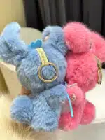 Cute Labubu Plush – Blue & Pink Bell Necklace Handmade Artist Custom from Authentic V1V2 Doll (4)