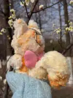 Golden Tail Labubu Custom Plush – Handmade Artist Doll with Yellow Bell Bow Redesigned from Authentic V1V2 (5)