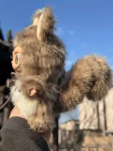 Grey & Golden Furry Labubu – Big Tail Custom Plush Toy Handmade from Authentic V1V2 (5)