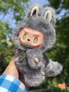 Grey Secret Zimomo Tail – Handmade Custom Plush with Rainbow Eyes & Metal Heart Tag (11)
