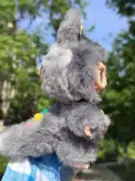 Grey Secret Zimomo Tail – Handmade Custom Plush with Rainbow Eyes & Metal Heart Tag (4)