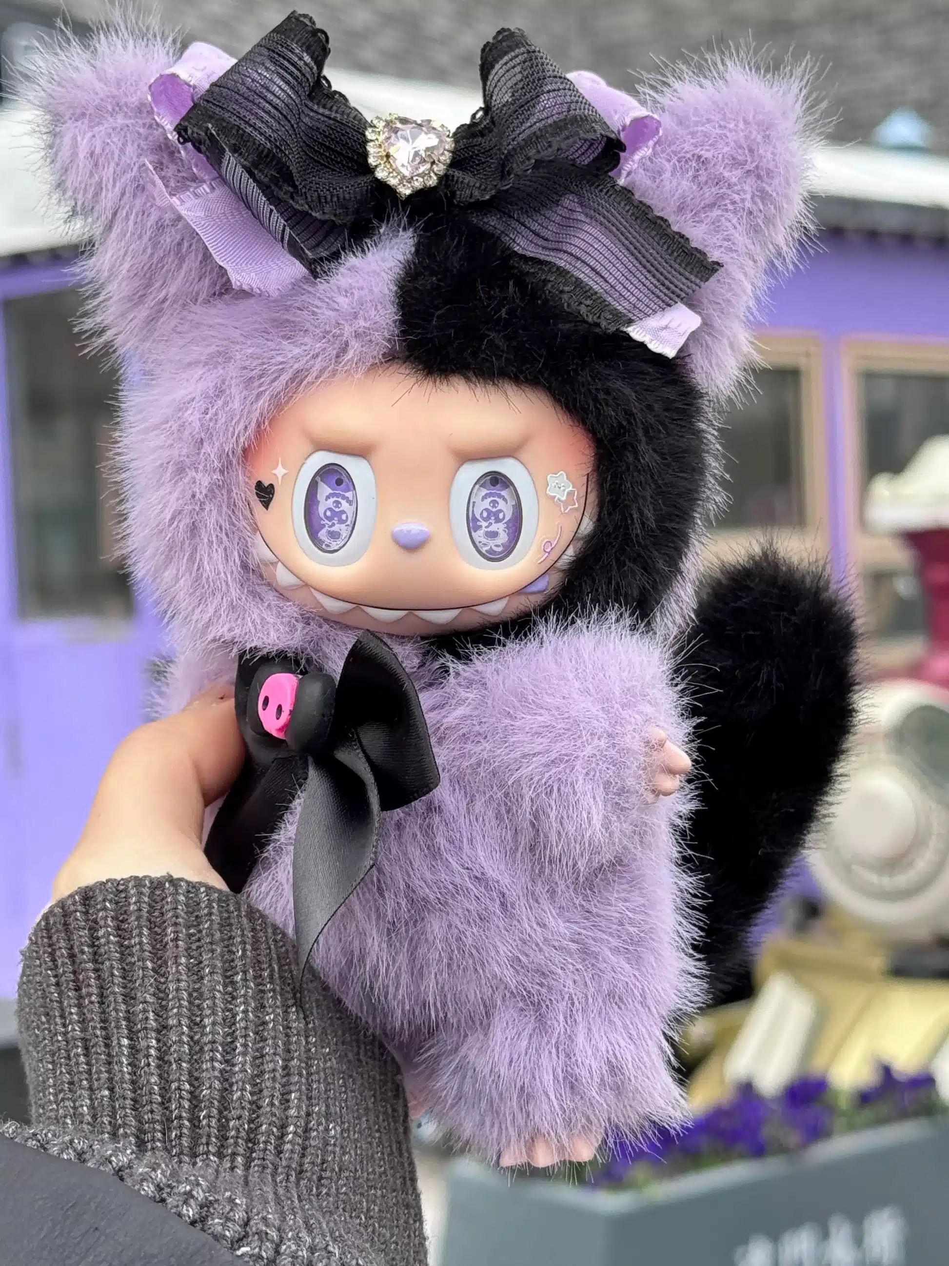 Kuromi Inspired Labubu Plush – Artist Custom Handmade from Authentic V1V2 Doll (2)