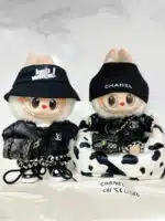 LABUBU Designer Inspired Houndstooth Outfit – Black LV & Chanel Style Doll Clothes (10)