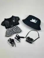 LABUBU Designer Inspired Houndstooth Outfit – Black LV & Chanel Style Doll Clothes (4)