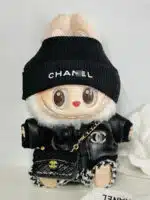 LABUBU Designer Inspired Houndstooth Outfit – Black LV & Chanel Style Doll Clothes (5)
