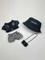 LABUBU Designer Inspired Houndstooth Outfit – Black LV & Chanel Style Doll Clothes (7)