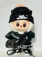 LABUBU Designer Inspired Houndstooth Outfit – Black LV & Chanel Style Doll Clothes (8)