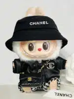 LABUBU Designer Inspired Houndstooth Outfit – Black LV & Chanel Style Doll Clothes (9)