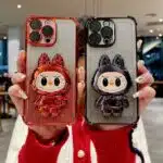 LABUBU Mirror Kickstand iPhone Case – Shockproof Electroplated Soft TPU Cover with Airbag Corners (21)