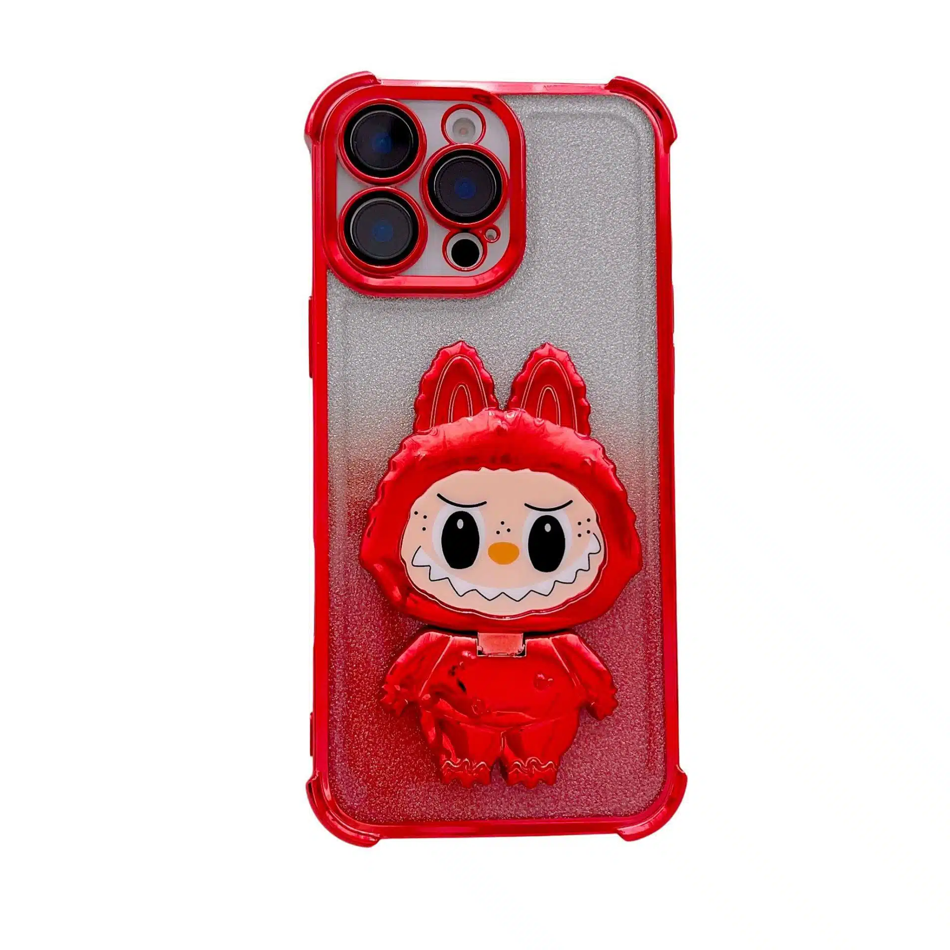 LABUBU Mirror Kickstand iPhone Case – Shockproof Electroplated Soft TPU Cover with Airbag Corners (4)