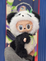 Labubu Custom Panda ZIMOMO 17cm Black White Macaron Series 1 Designer Collectible Figure (4)