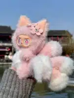 Pink Blossom Multi Tailed Labubu Plush – Artist Custom Toy from Authentic V1V2 Doll (2)