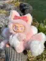 Pink Blossom Multi Tailed Labubu Plush – Artist Custom Toy from Authentic V1V2 Doll (3)