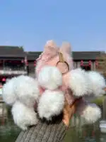 Pink Blossom Multi Tailed Labubu Plush – Artist Custom Toy from Authentic V1V2 Doll (4)