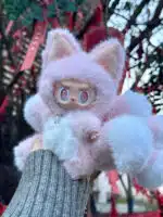 Pink Blossom Multi Tailed Labubu Plush – Artist Custom Toy from Authentic V1V2 Doll (6)