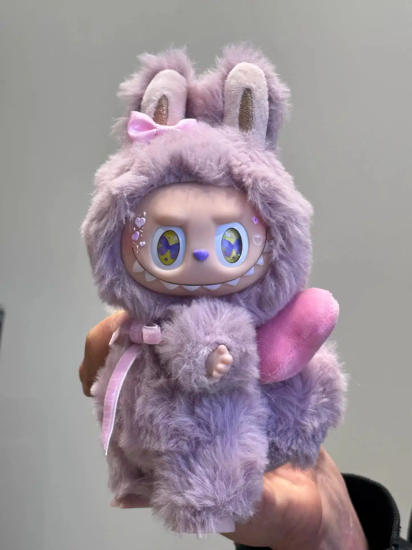 Pink & Light Purple Bow Labubu – Custom Artist Plush Toy Handmade from Authentic V1V2 Doll (7)