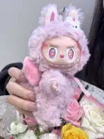 Pink Strawberry Bear Labubu – Artist Custom Plush Toy Handmade from Authentic V1 Macaron Series Doll (3)