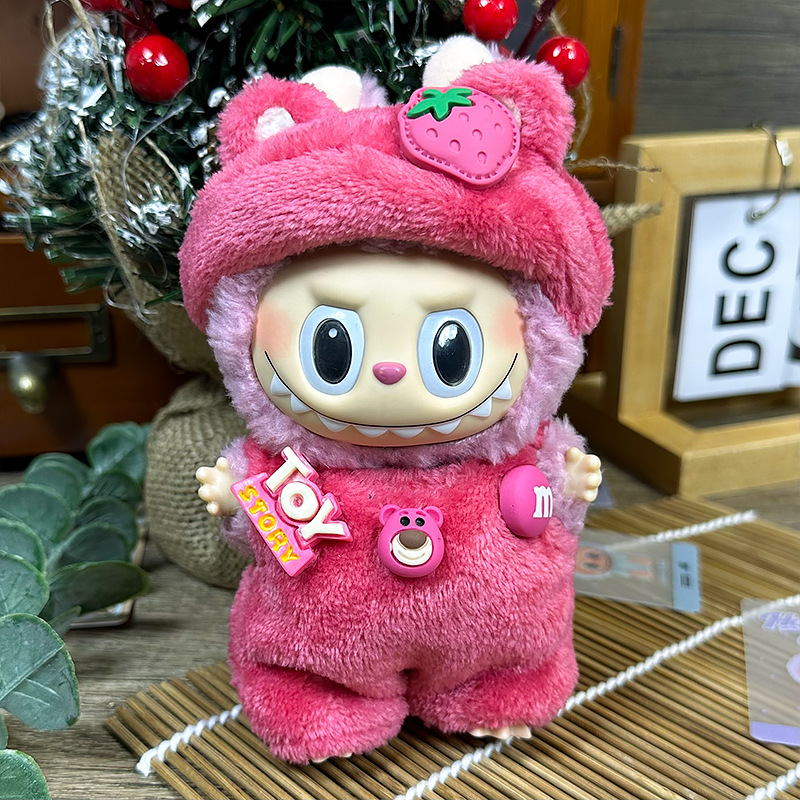 Strawberry Outfit for Labubu – 2 Piece Set for 17cm Dolls (Headband + Dress)