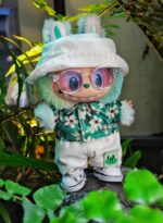 Summer Green Beach Outfit for Labubu – 17cm Doll Clothes Set for Summer Fun (1)
