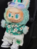 Summer Green Beach Outfit for Labubu – 17cm Doll Clothes Set for Summer Fun (5)